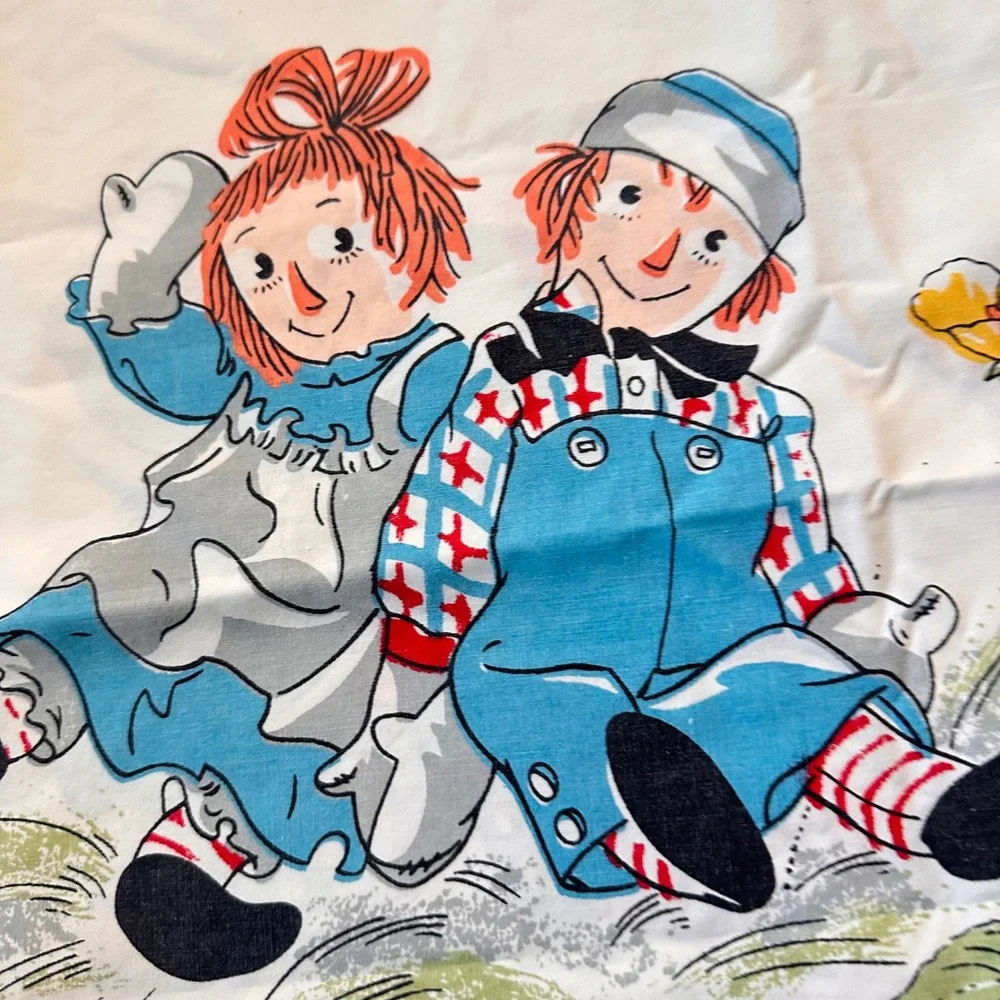 Vtg 1969 Raggedy Ann & Andy Pillowcase The Bobbs-Merrill Co Nursery Cottagecore‎